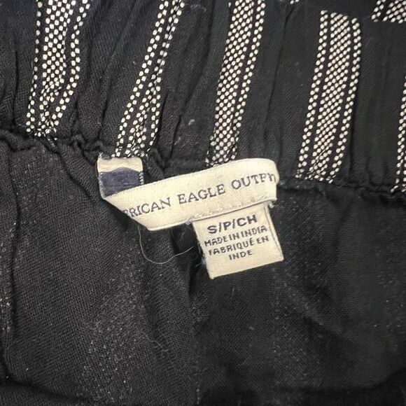3 for $30! American eagle black striped drawstring pants - Picture 3 of 8
